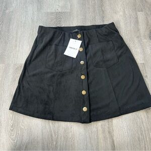 Forever 21 Black A-Line Skirt with Gold Buttons